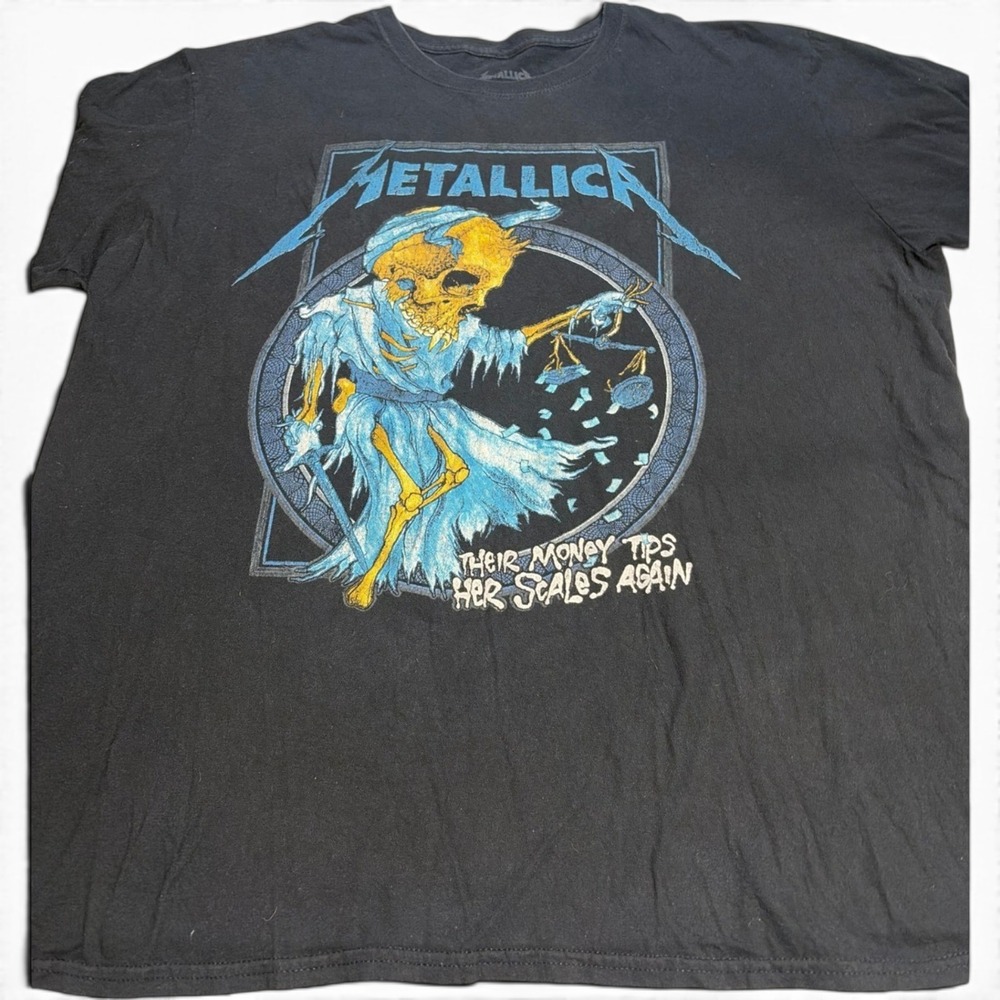 Metallica Their Money Tips Her Scales Again Graphic T-Shirt Black XXL 2018